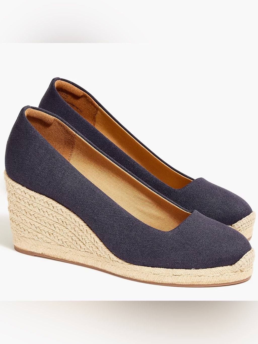 J.Crew Black Canvas Espadrille Wedge Pumps Size 6.5